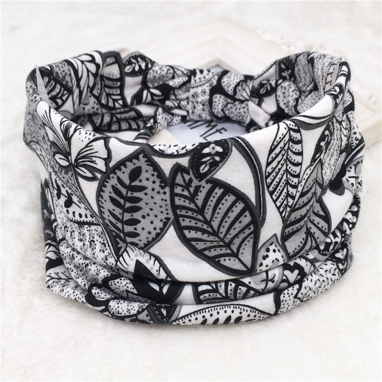 Wholesale Autumn and Winter Printed Hairband with Wide Ribbon Cotton Sports Yoga Hair Accessories